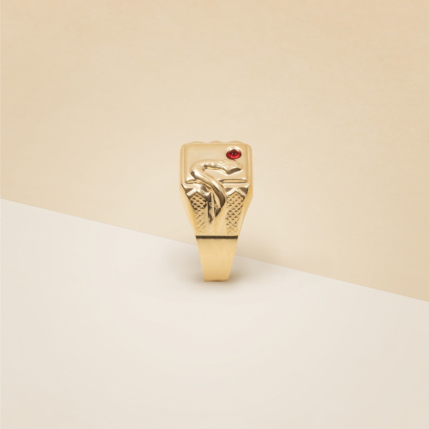 Anello serpente pietra rossa - Anello