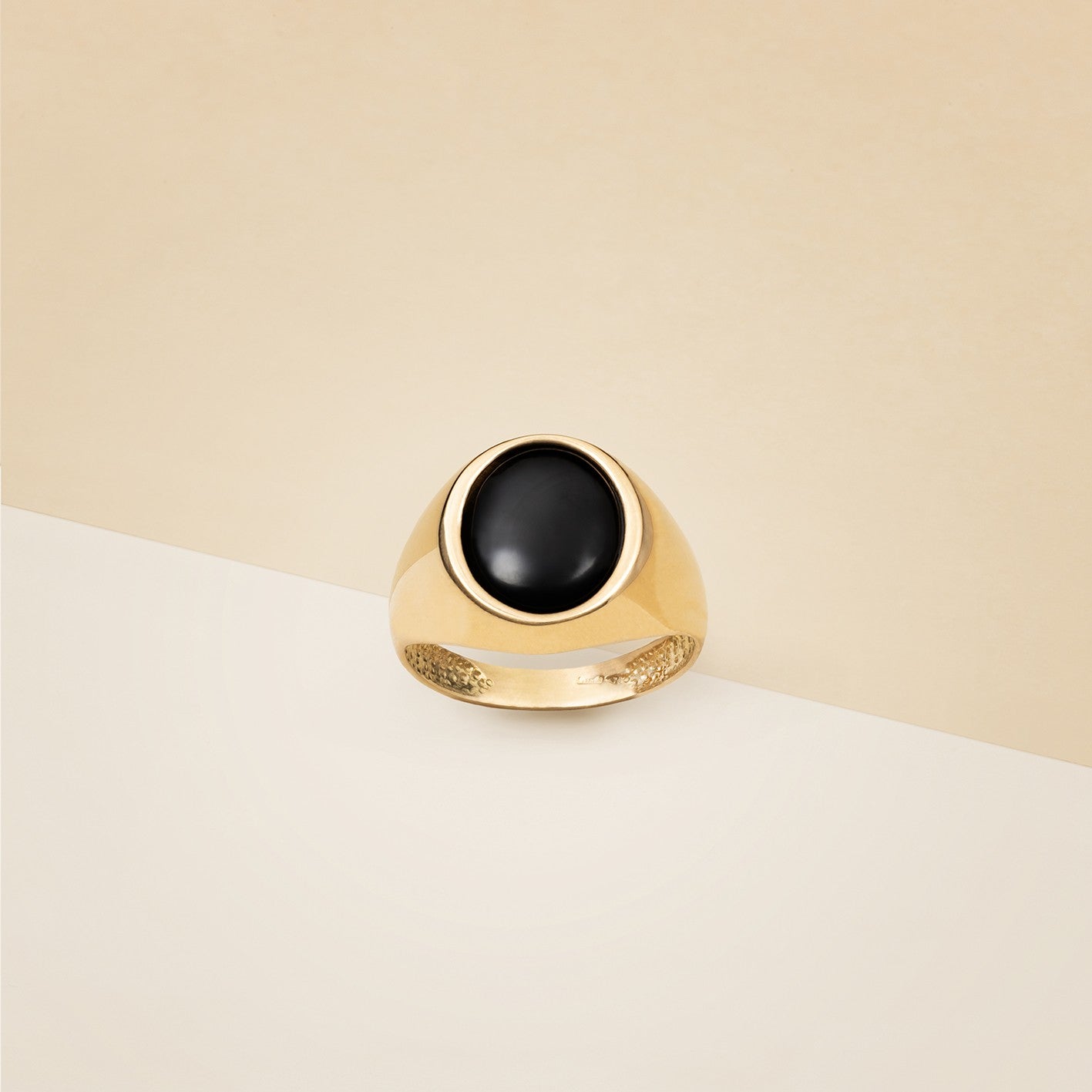 Anello pietra nera ovale - Anello