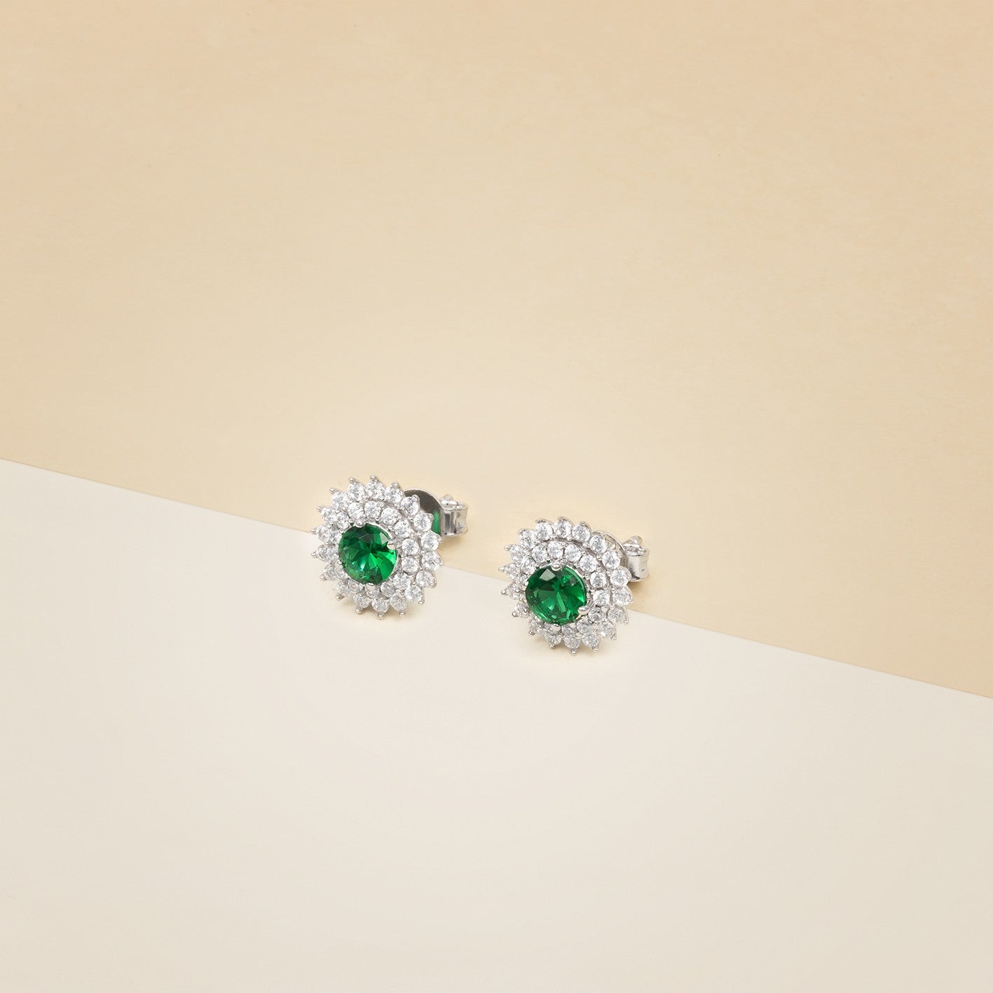 Orecchini Kate centrale pietra verde e zirconi