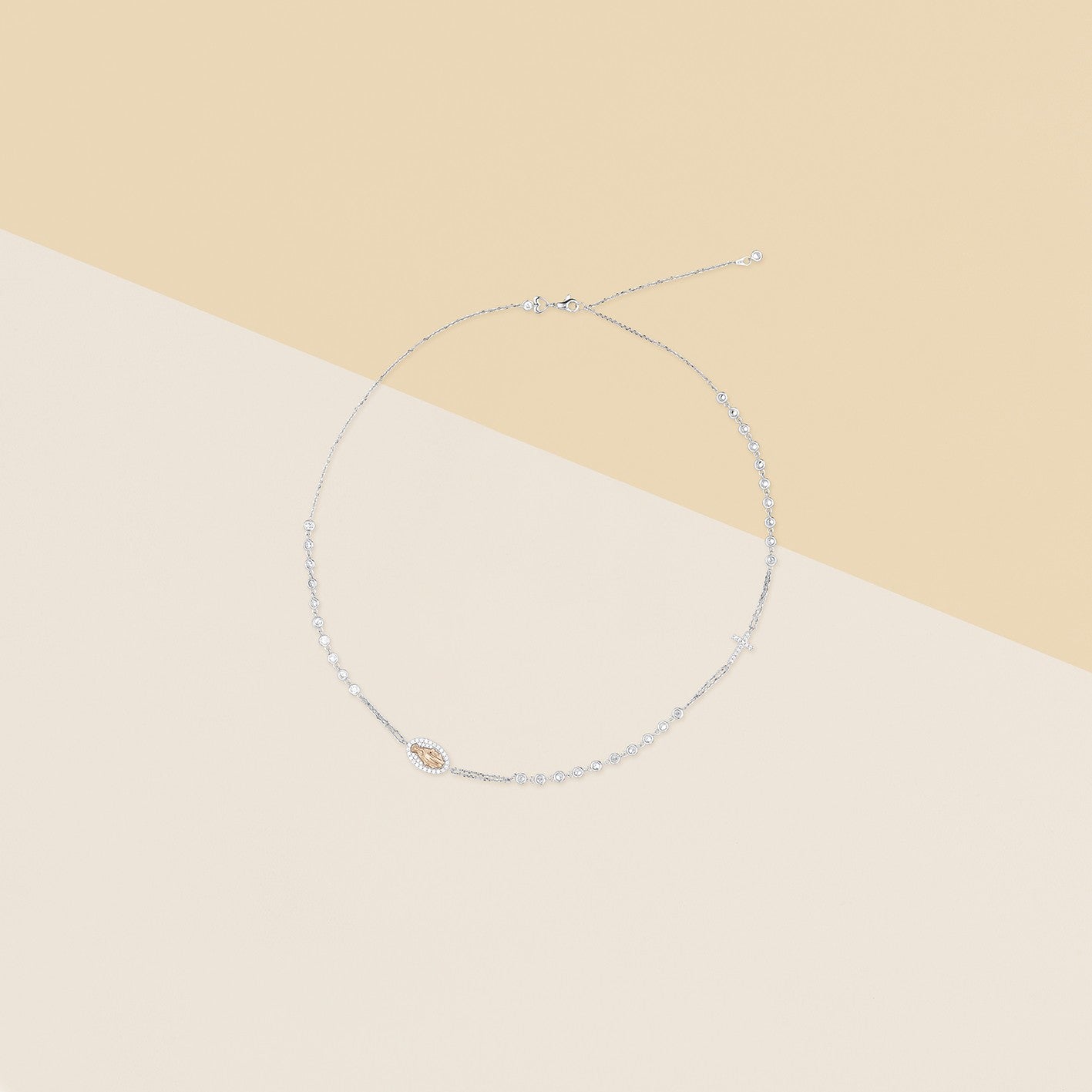 Girocollo a rosario con zircone