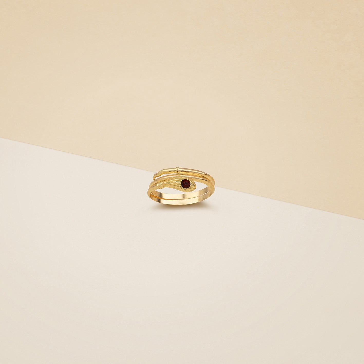 Anello serpente pietra rossa - anello uomo