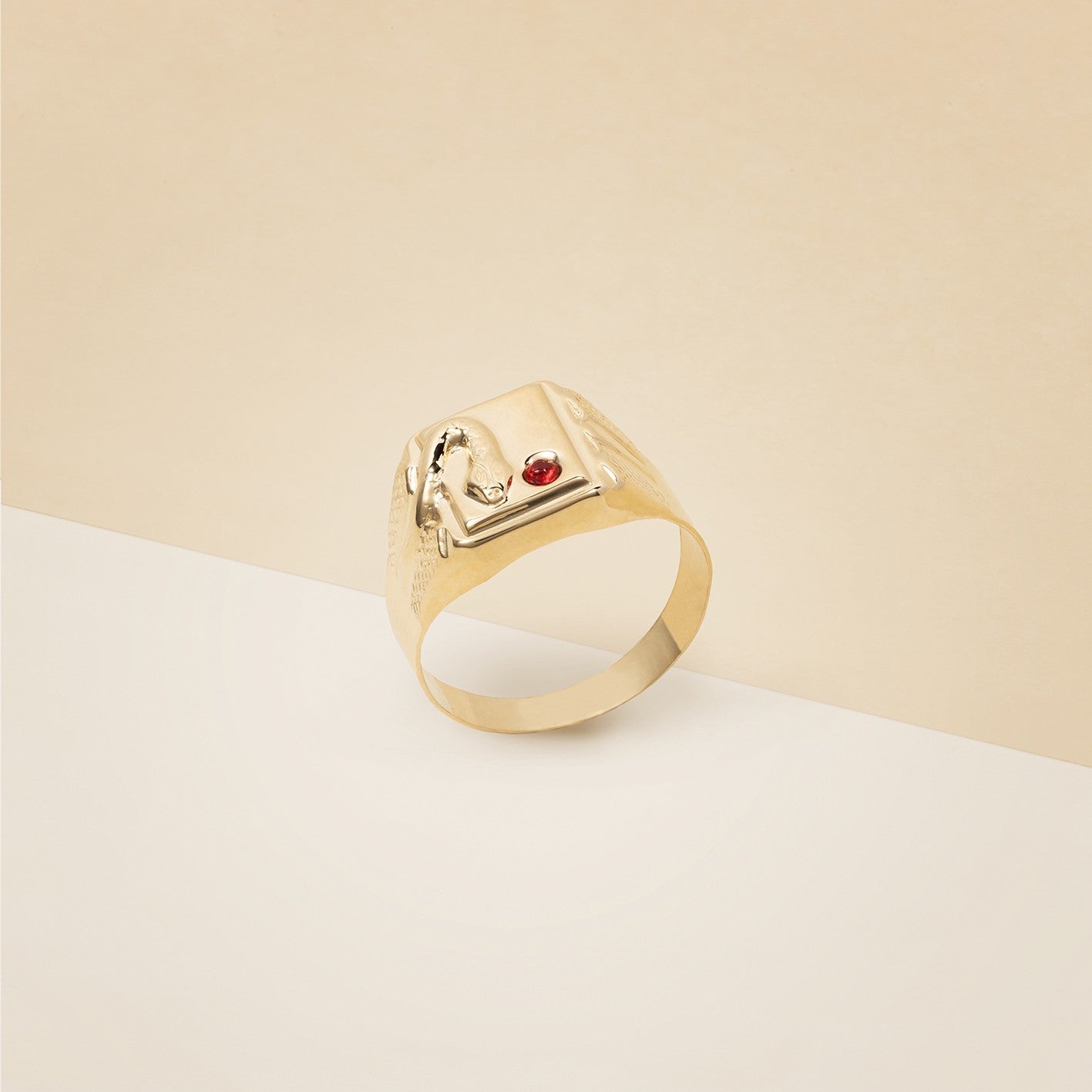 Anello serpente pietra rossa - Anello