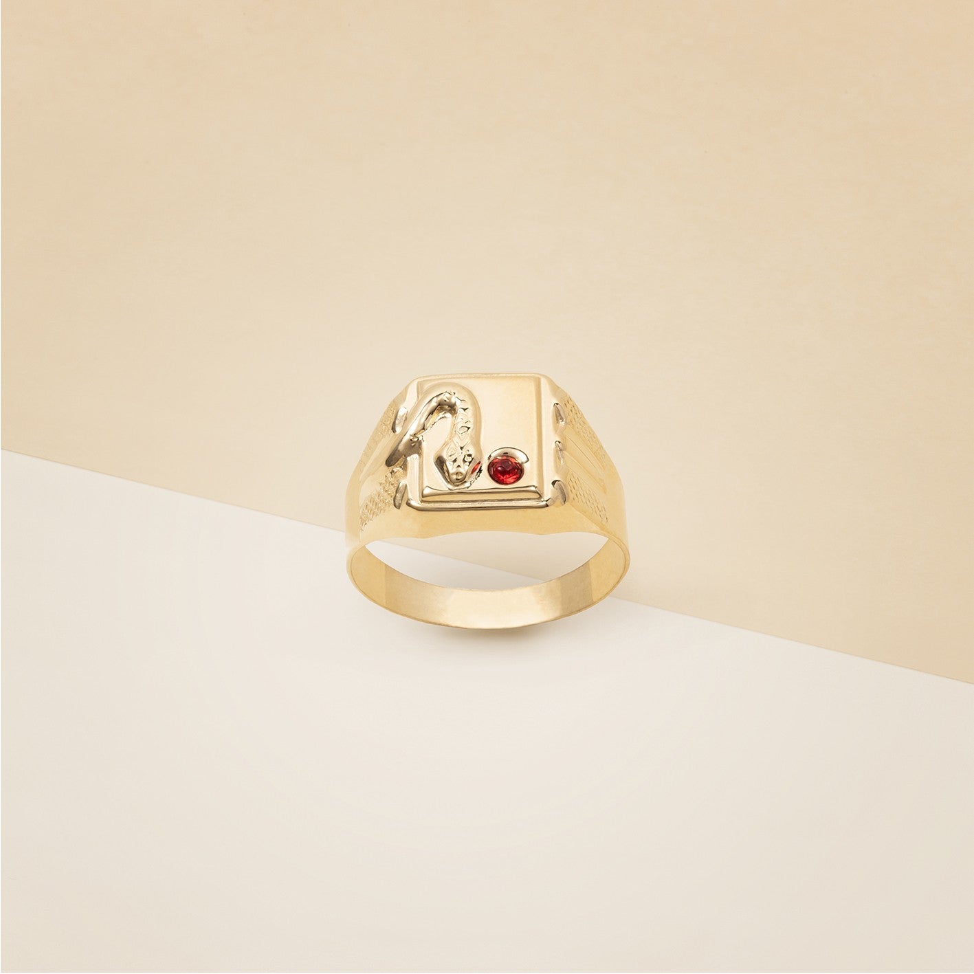 Anello serpente pietra rossa - Anello