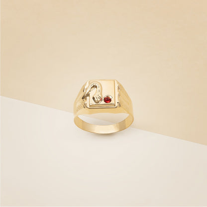 Anello serpente pietra rossa - Anello