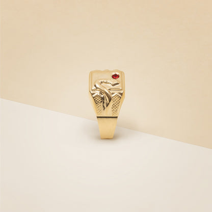Anello serpente pietra rossa - Anello