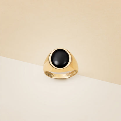 Anello pietra nera ovale - Anello