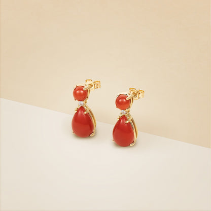Orecchini corallo rosso a goccia