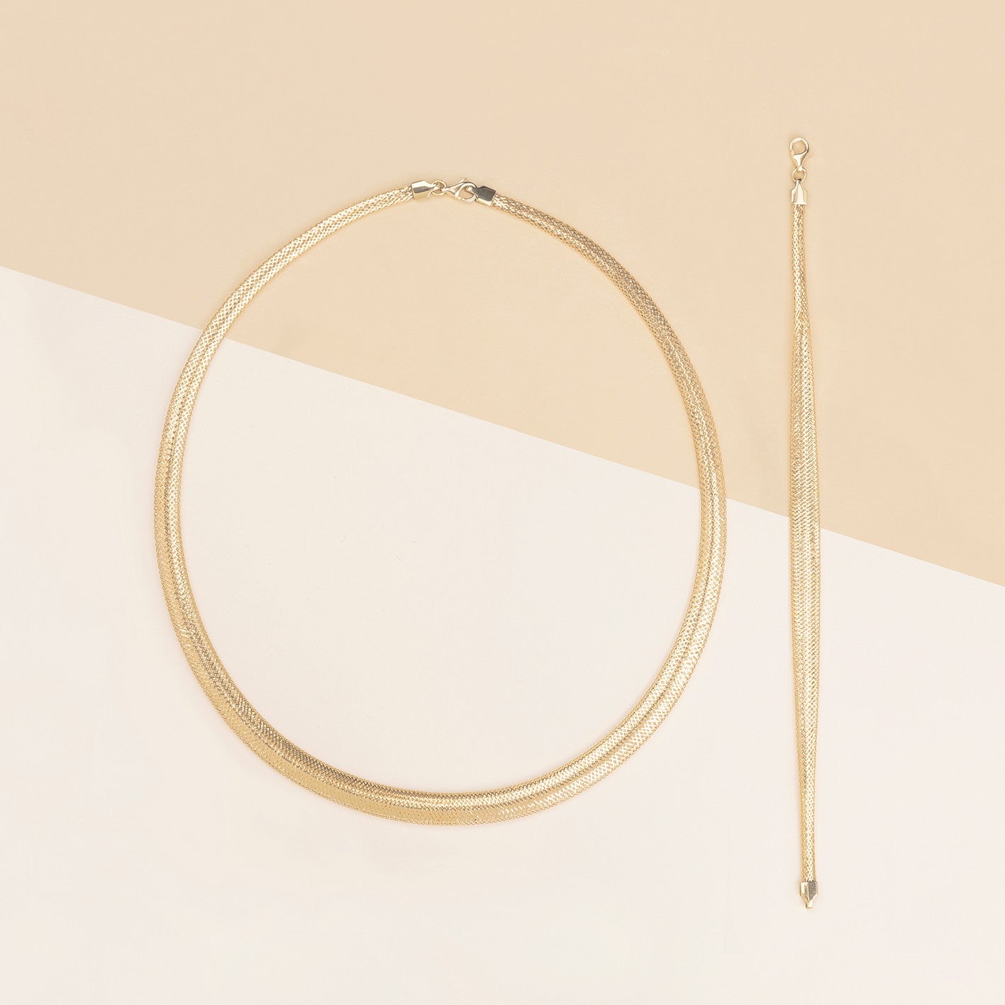 Collier effetto tessuto con bracciale