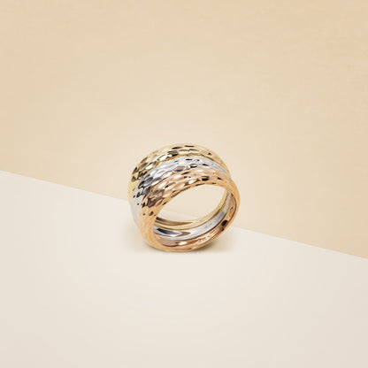 Fascia tre colori diamantato - Anello donna