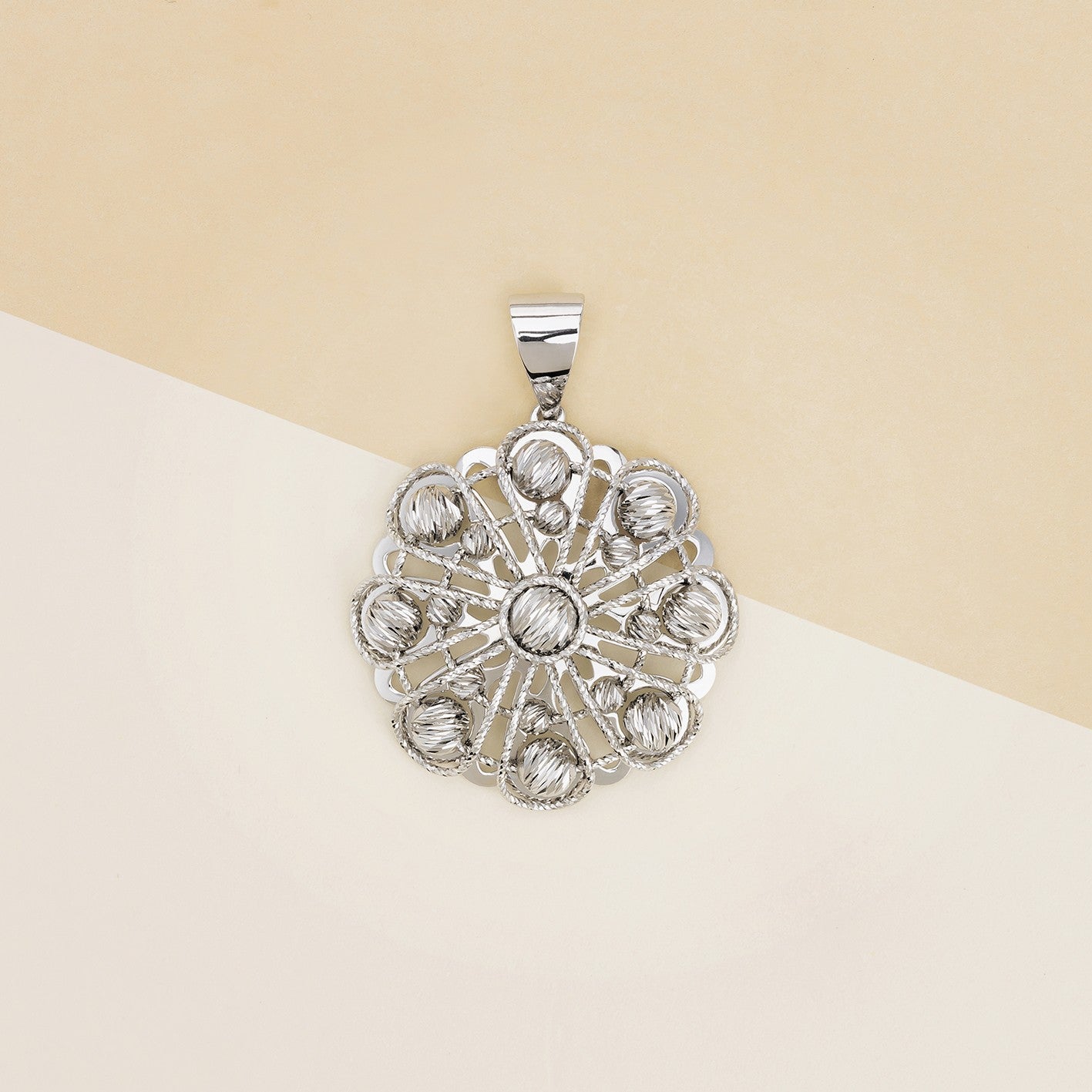 Pendente fiore fantasy con palline - Ciondolo