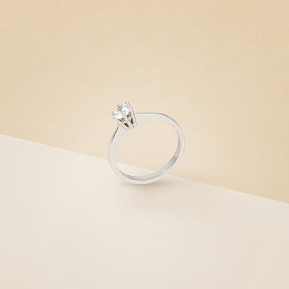 Solitario 6 griffes oro bianco - Anello