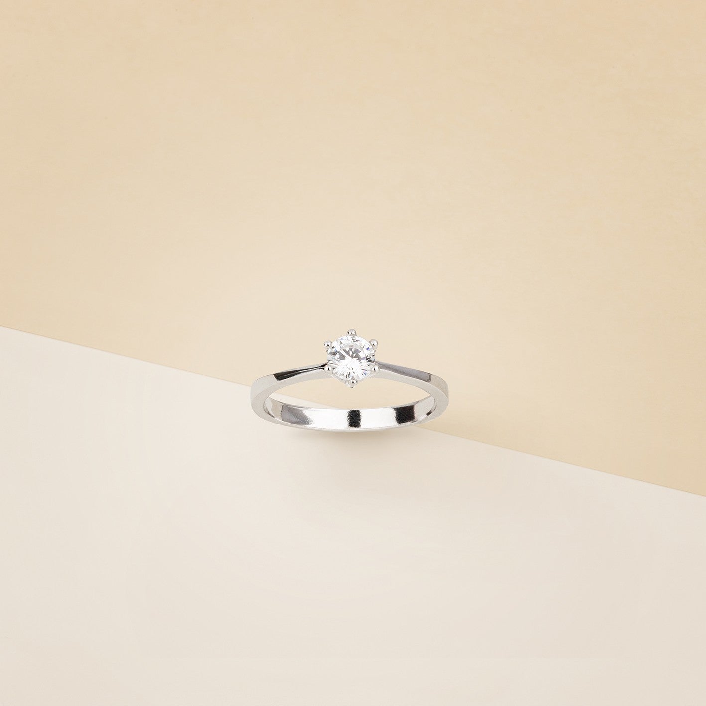 Solitario 6 griffes oro bianco - Anello