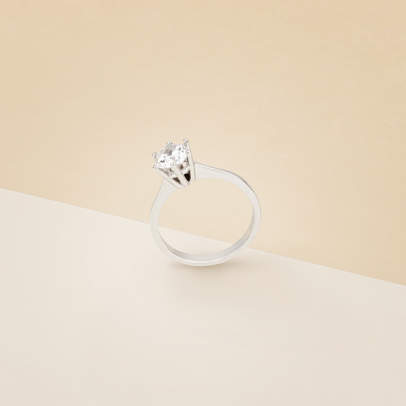 Solitario 6 griffes oro bianco - Anello