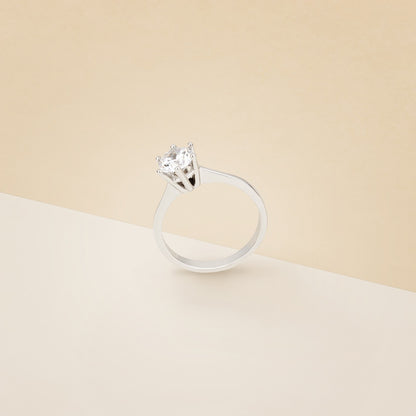 Solitario 6 griffes oro bianco - Anello