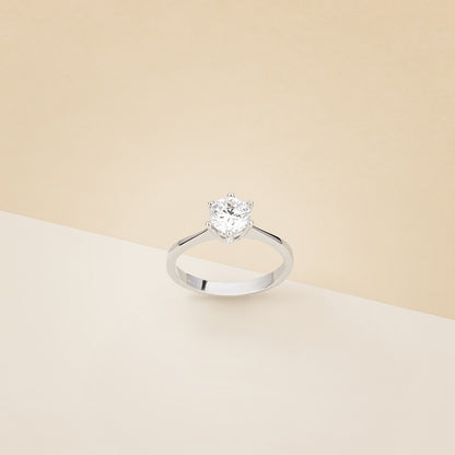 Solitario 6 griffes oro bianco - Anello